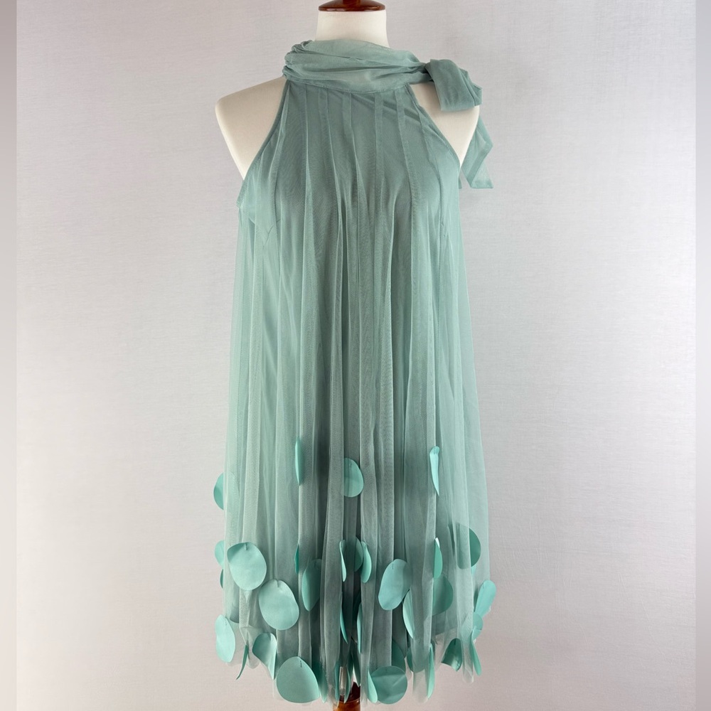 Ryu | ModCloth Seafoam Green Halter Mesh Bubble Shift Dress - Picture 10 of 11